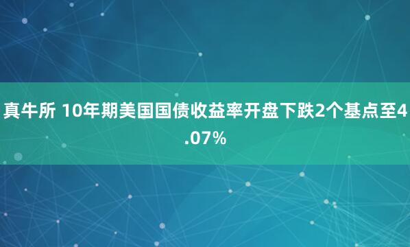 真牛所 10年期美国国债收益率开盘下跌2个基点至4.07%