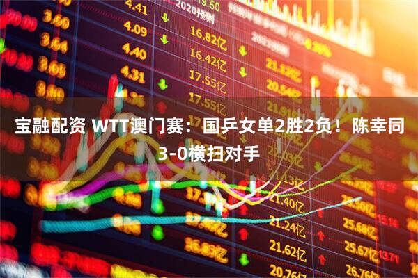 宝融配资 WTT澳门赛：国乒女单2胜2负！陈幸同3-0横扫对手