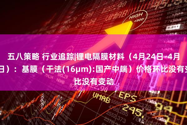 五八策略 行业追踪|锂电隔膜材料（4月24日-4月30日）：基膜（干法(16μm):国产中端）价格环比没有变动