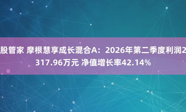 股管家 摩根慧享成长混合A：2026年第二季度利润2317.96万元 净值增长率42.14%